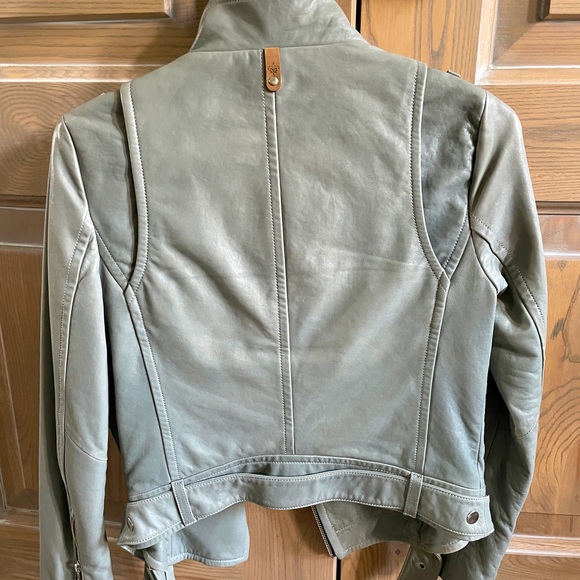 Sage Green Leather Mackage Moto Jacket EUC XS - Picture 2 of 6